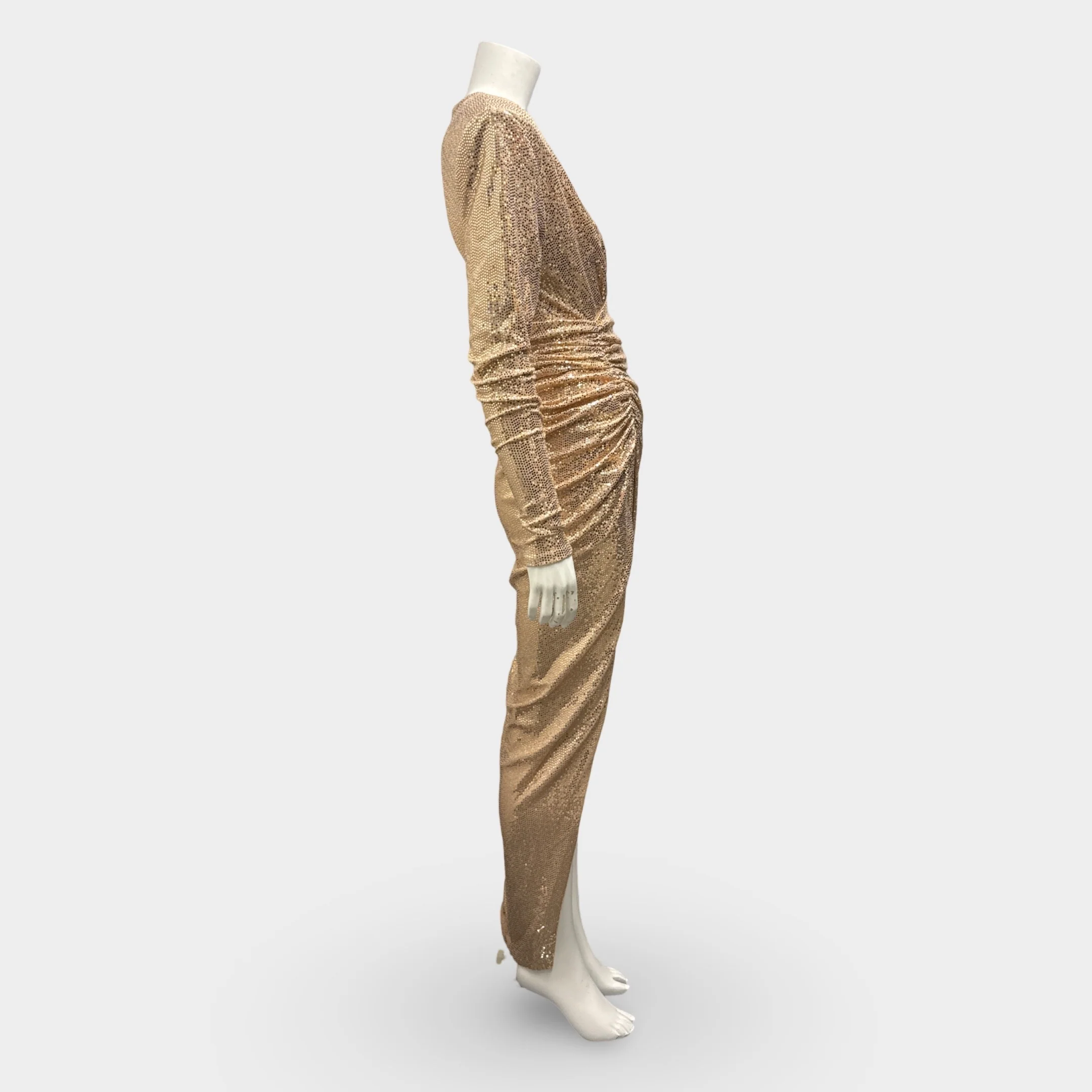 Alexandre Vauthier Gold Sequin Asymetrical Evening Dress - Image 3