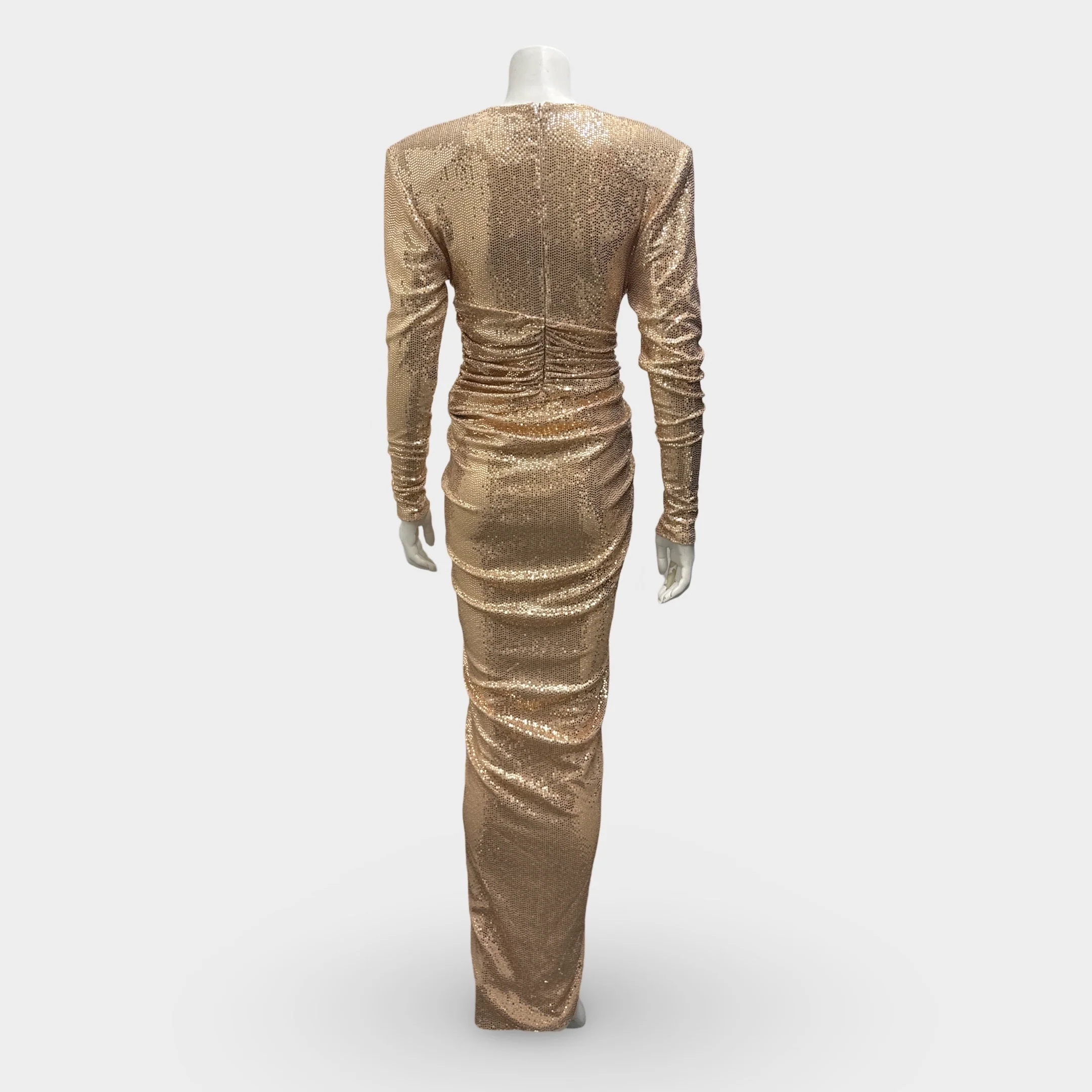 Alexandre Vauthier Gold Sequin Asymetrical Evening Dress - Image 5