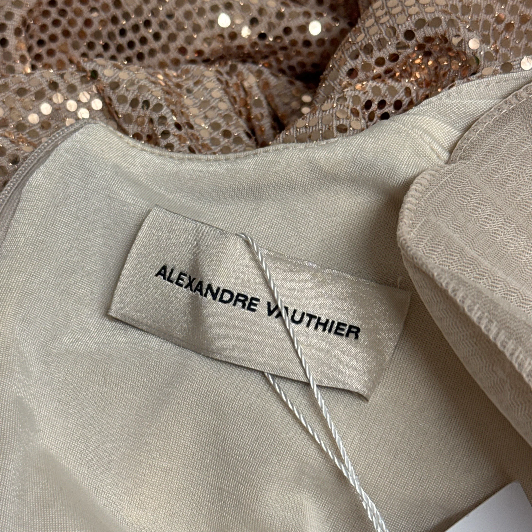 Alexandre Vauthier Gold Sequin Asymetrical Evening Dress - Image 6