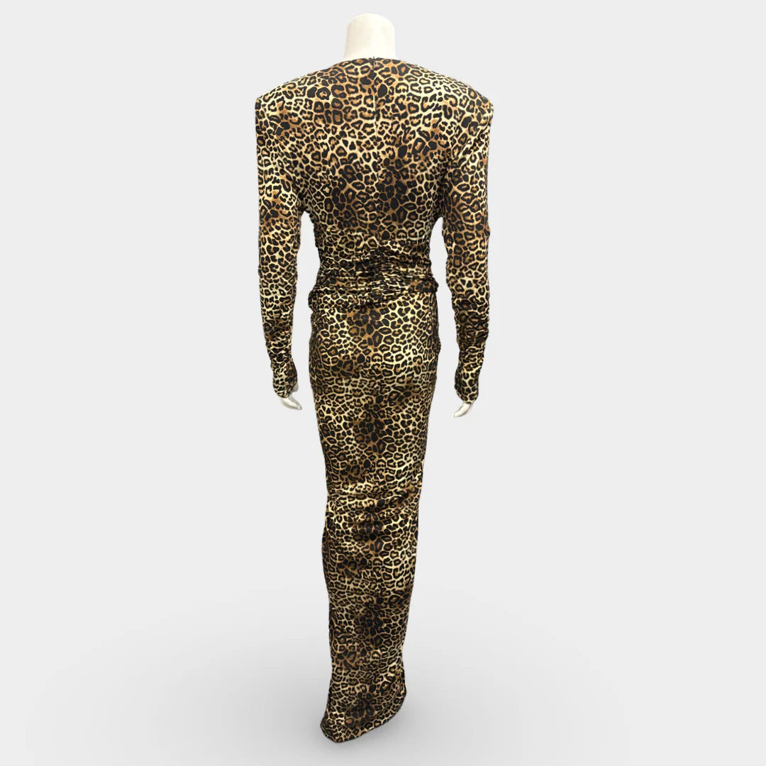 Alexandre Vauthier Natural Ruched Leopard-print Stretch-jersey Maxi Dress - Image 4