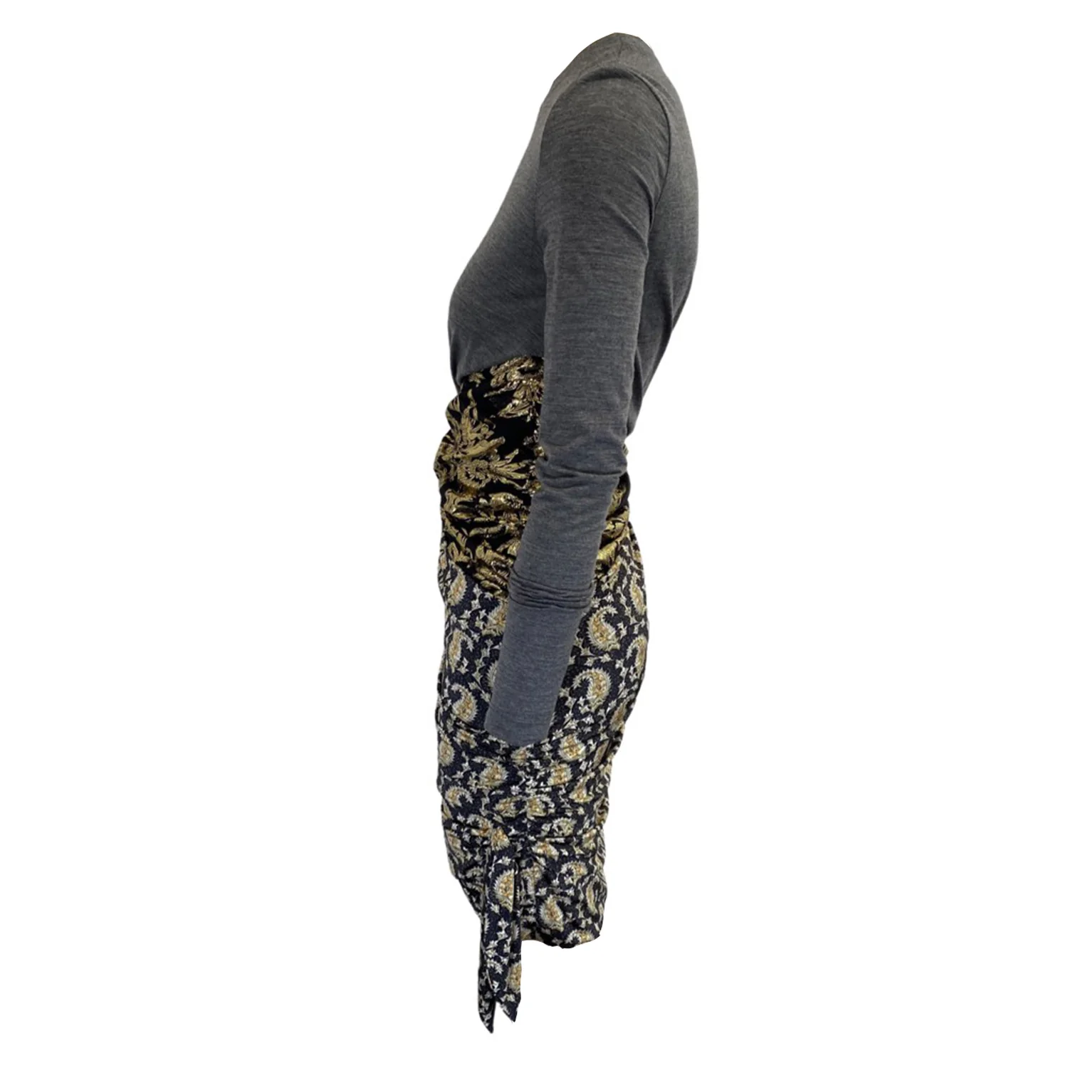 ALTUZARRA grey woolen dress with floral silk print - Image 3