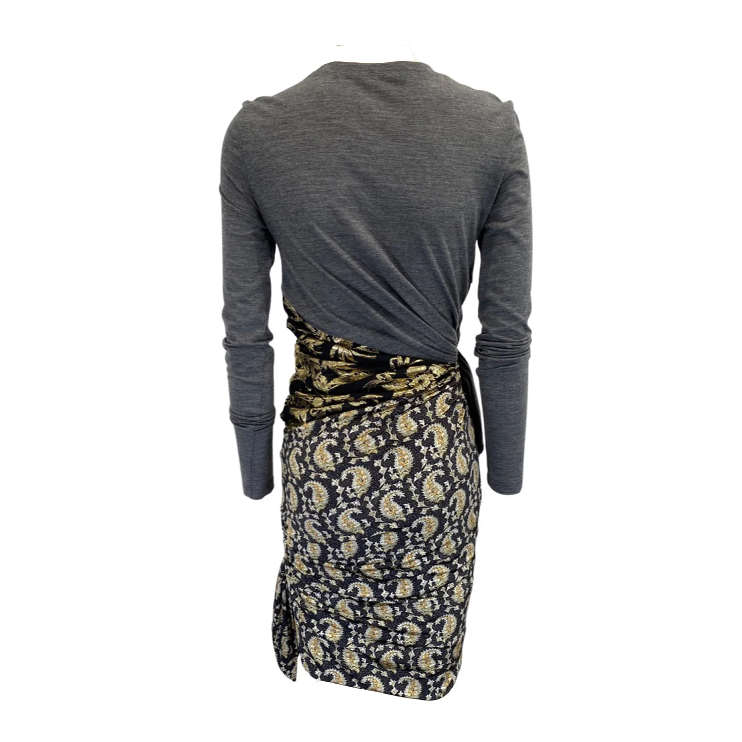 ALTUZARRA grey woolen dress with floral silk print - Image 4
