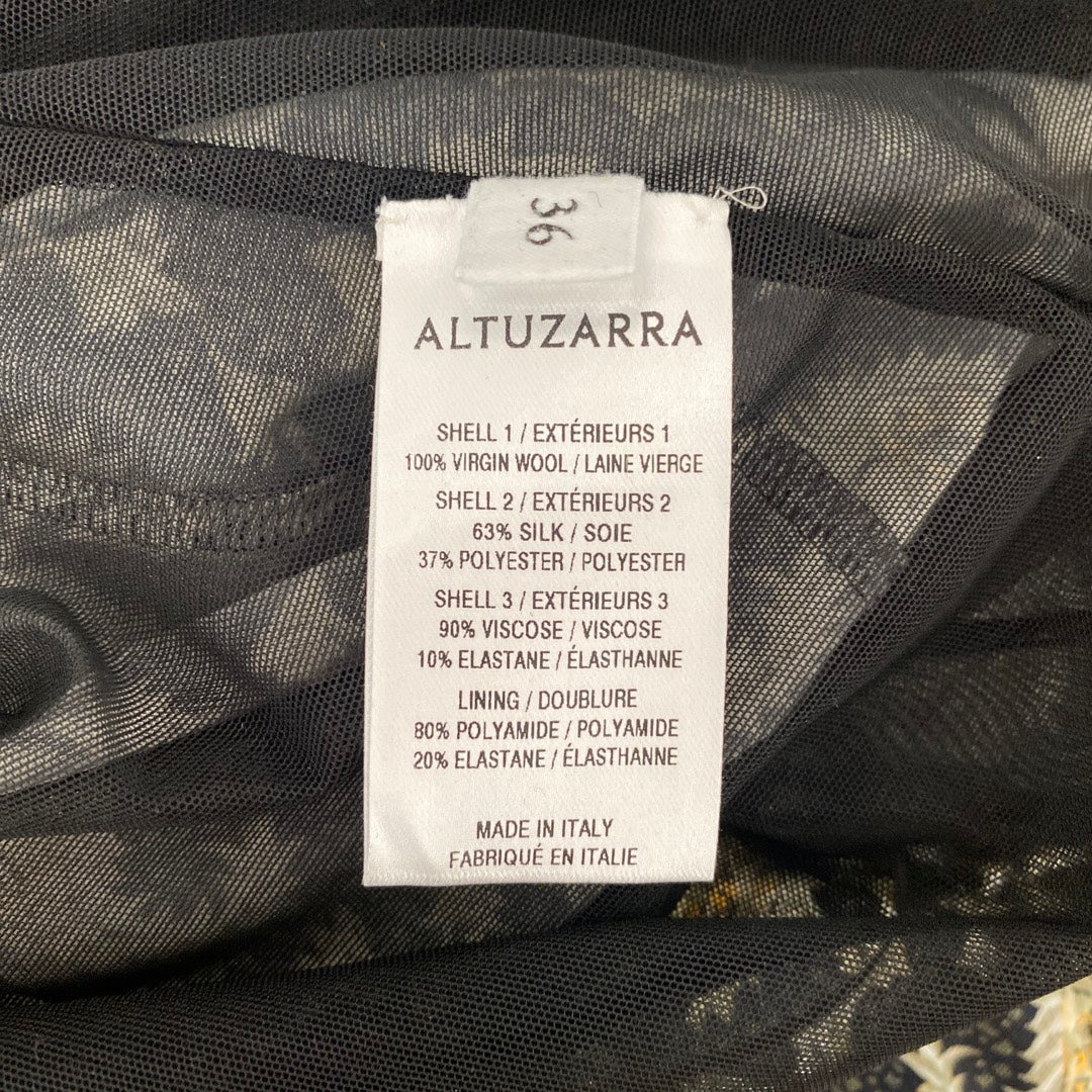 ALTUZARRA grey woolen dress with floral silk print - Image 7