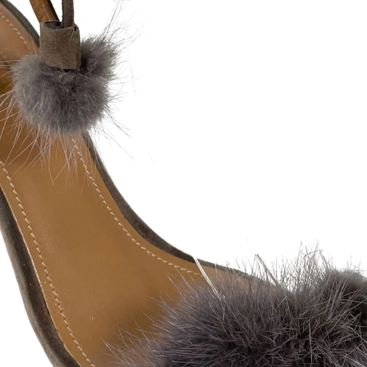 AQUAZZURA Pom Pom brown and purple heels - Image 7