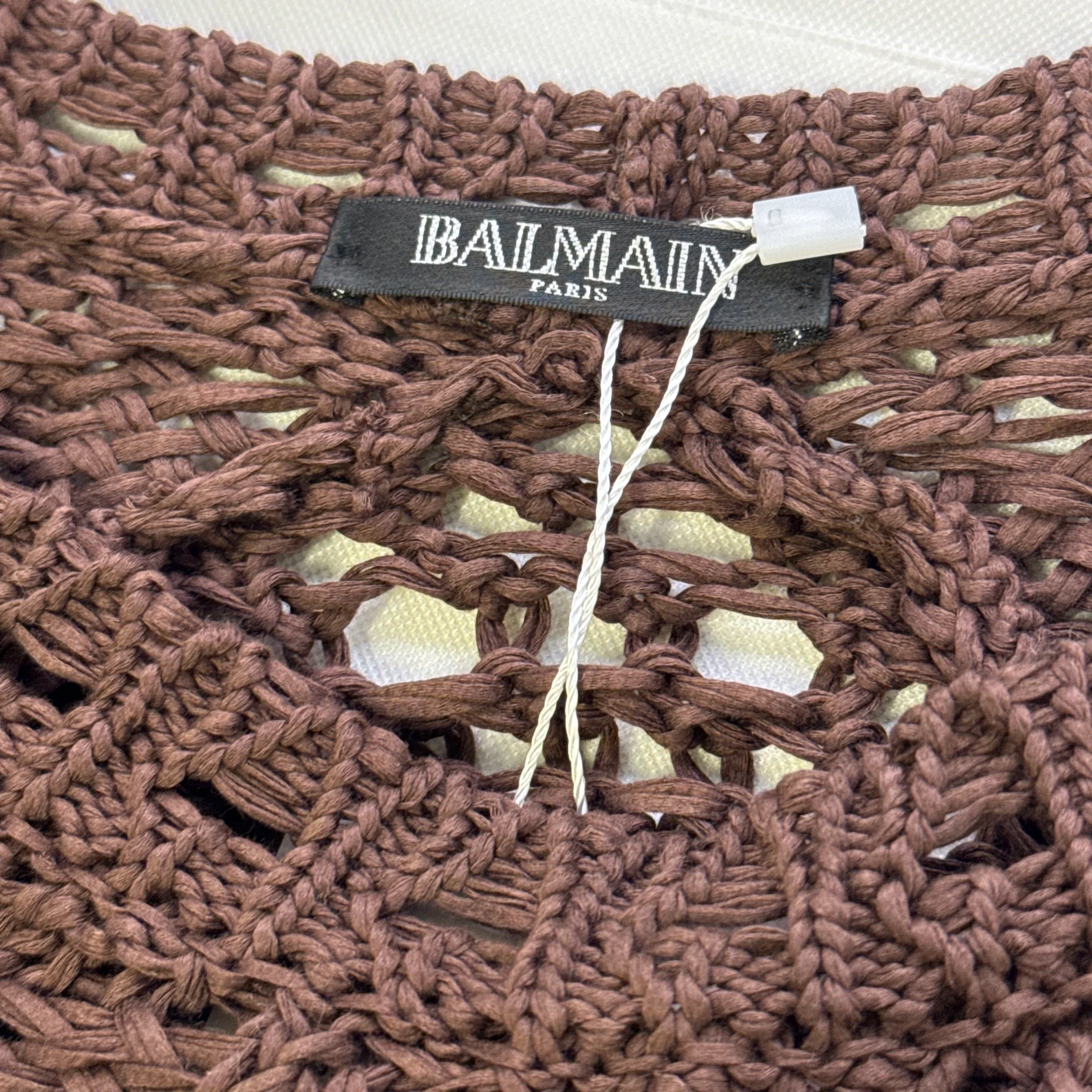 Balmain Brown Loose Knit Cotton Dress - Image 5