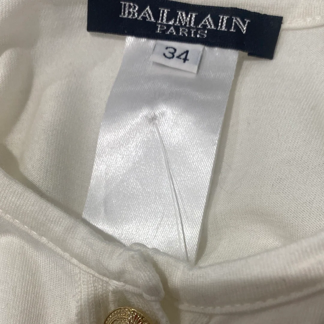 BALMAIN cotton long-sleeve top with gold buttons - Image 4
