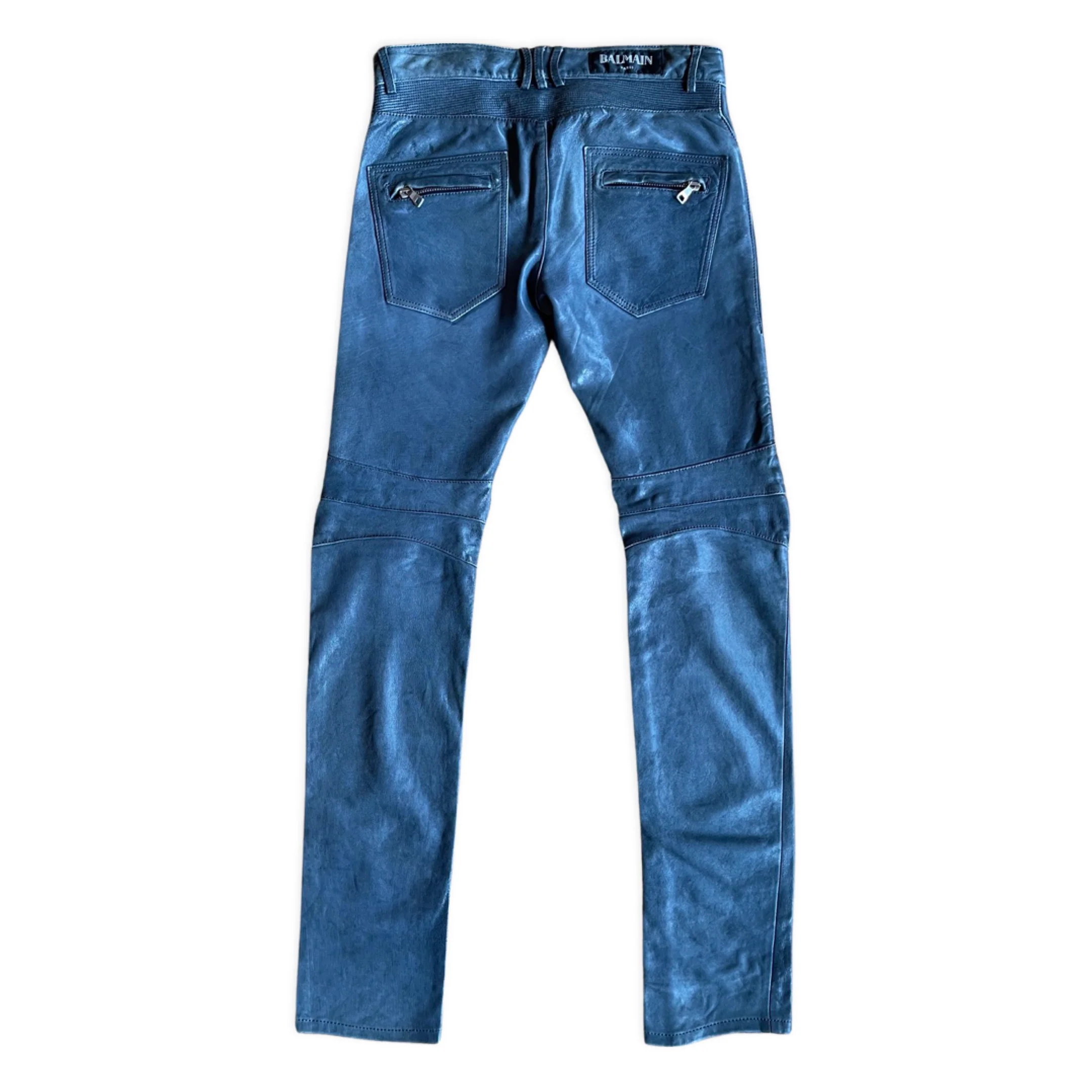 Balmain petrol blue biker jeans - Image 3
