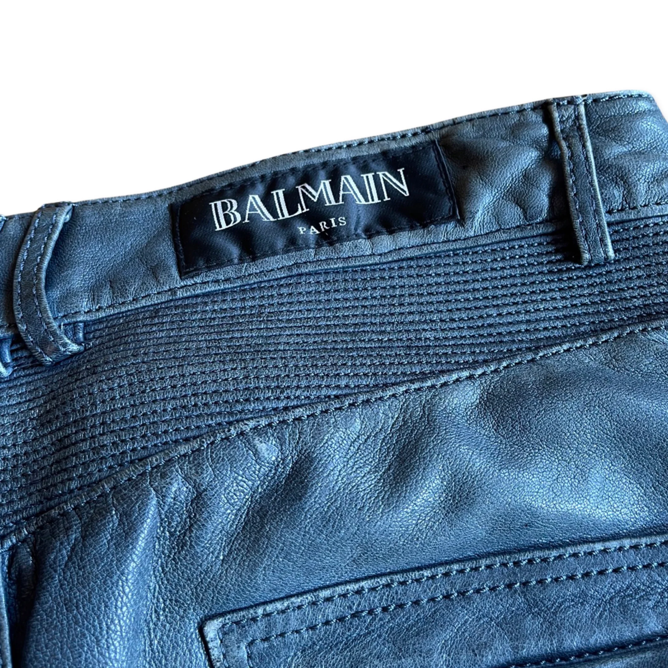 Balmain petrol blue biker jeans - Image 4