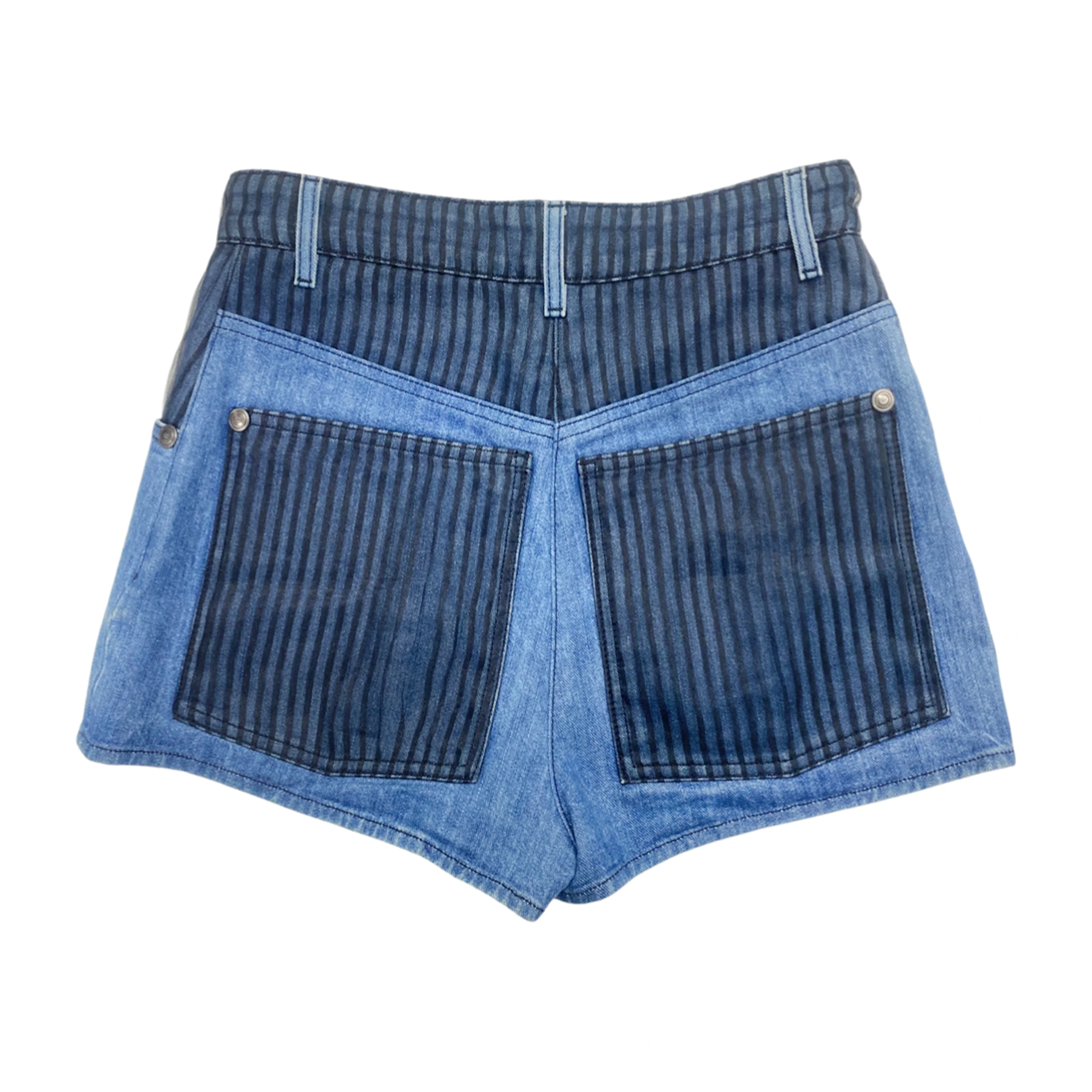 CHANEL blue denim mini shorts - Image 3