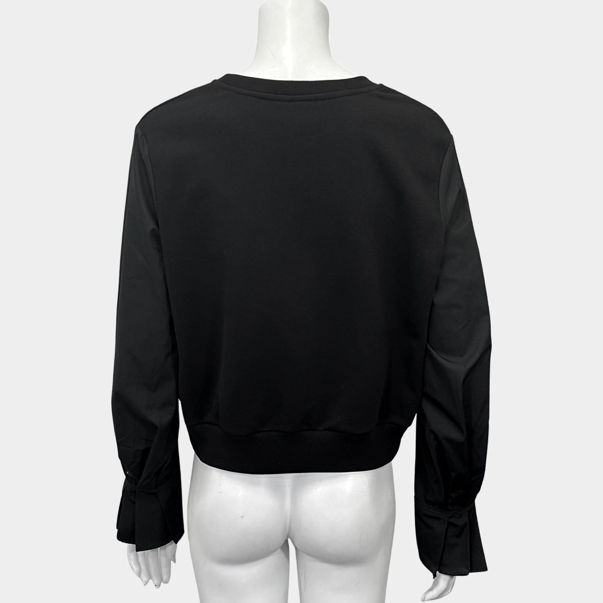 3.1 PHILLIP LIM women's black cotton jumper with slits on the sleeves - Image 4