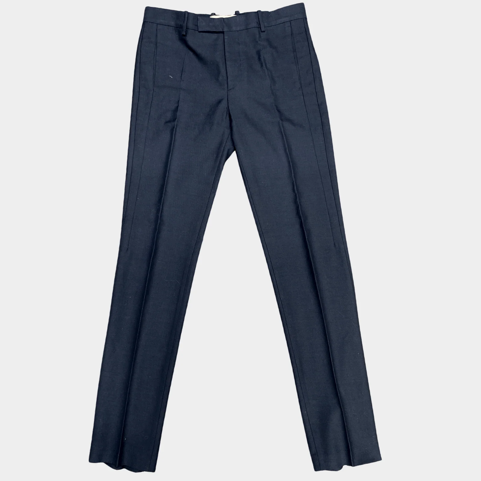 Marni men's navy wool and cotton regular fit trousers - Image 3