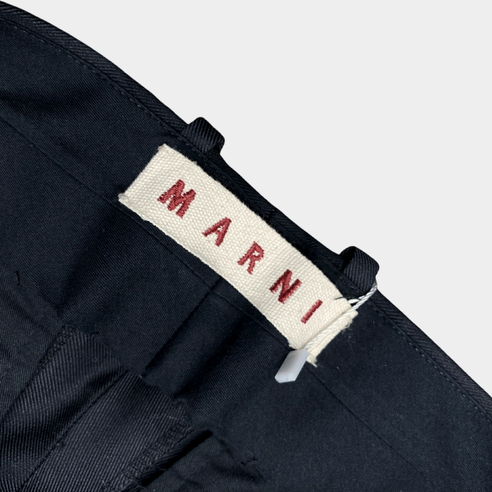 Marni men's navy wool and cotton regular fit trousers - Image 4