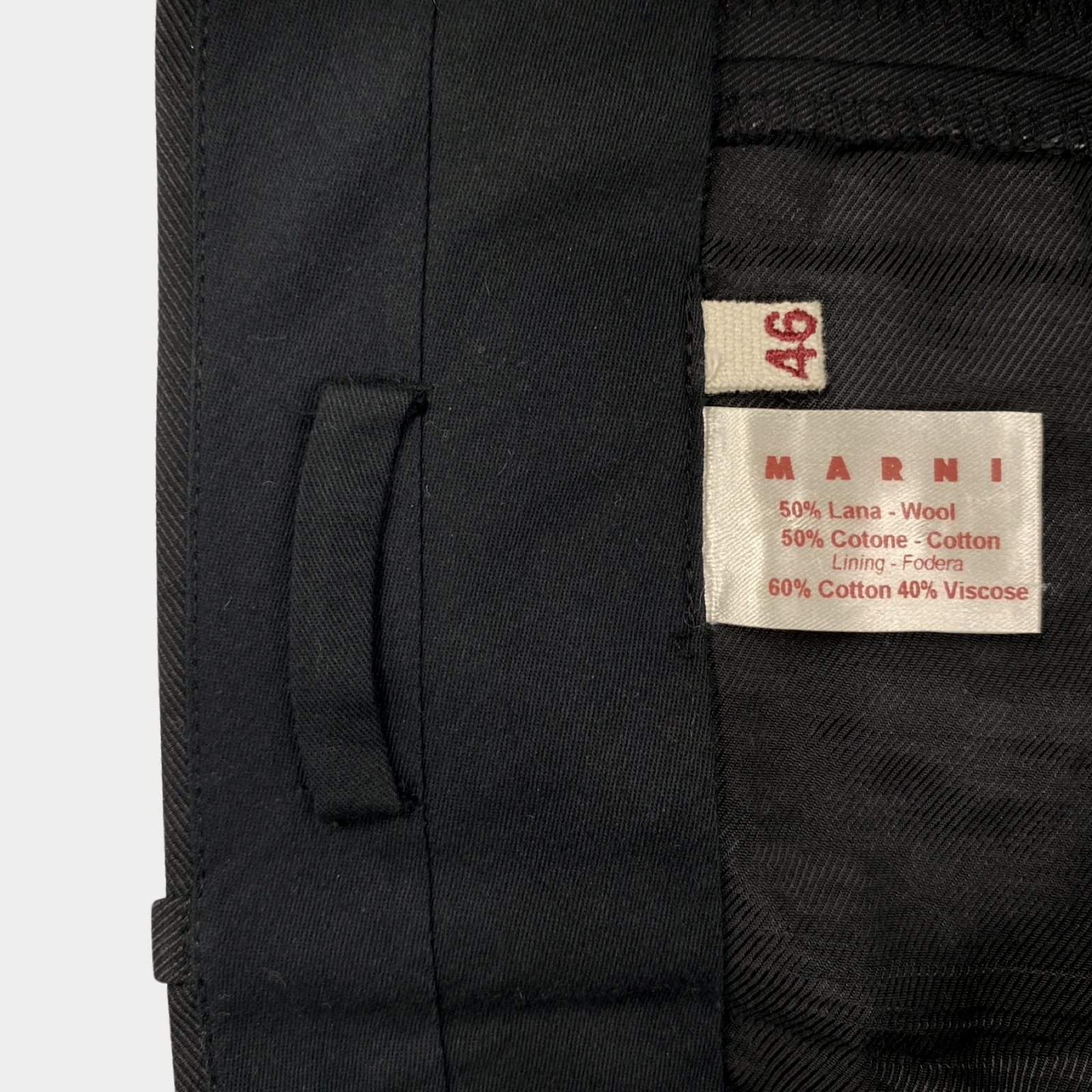 Marni men's navy wool and cotton regular fit trousers - Image 5