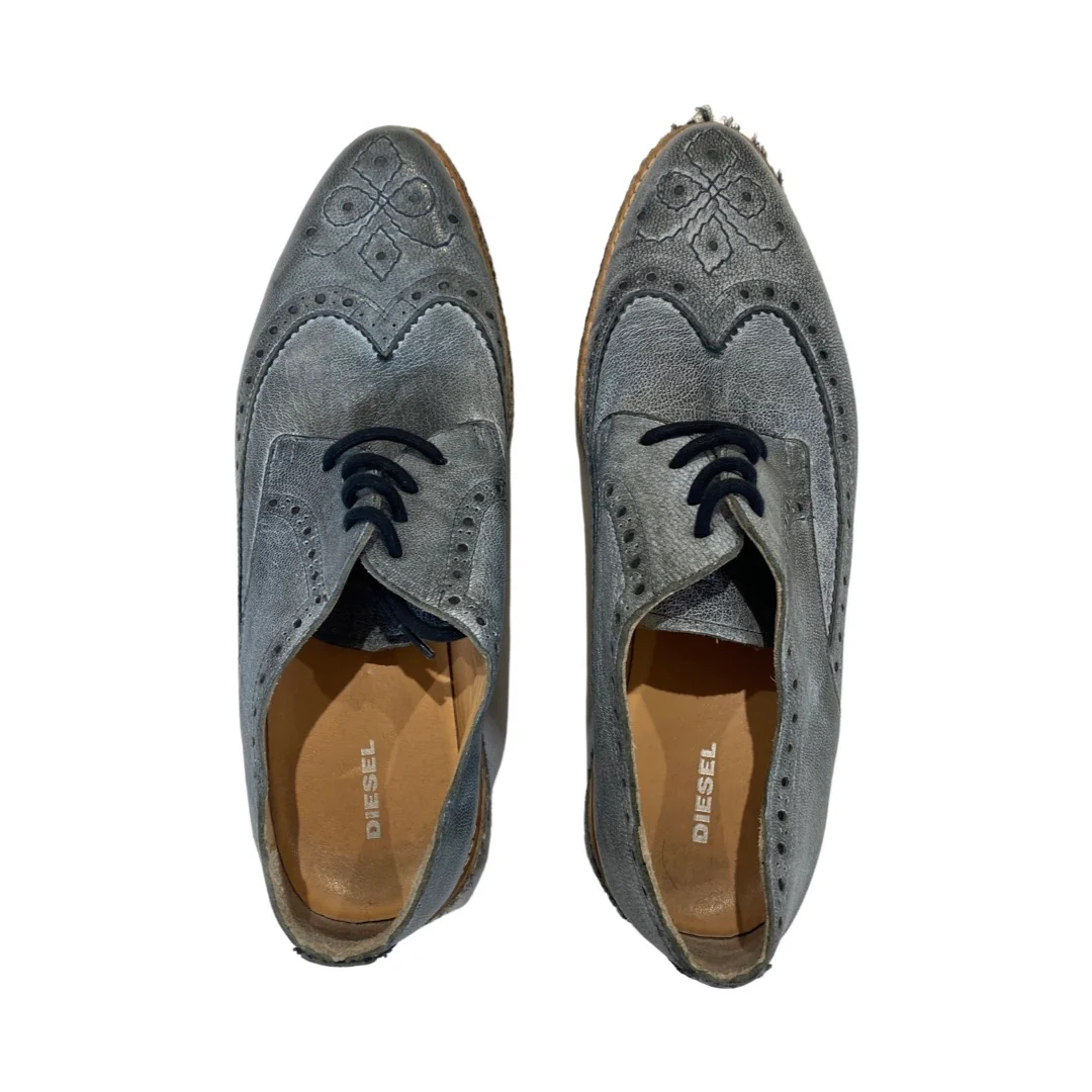 DIESEL greyish blue leather loafers - Image 5
