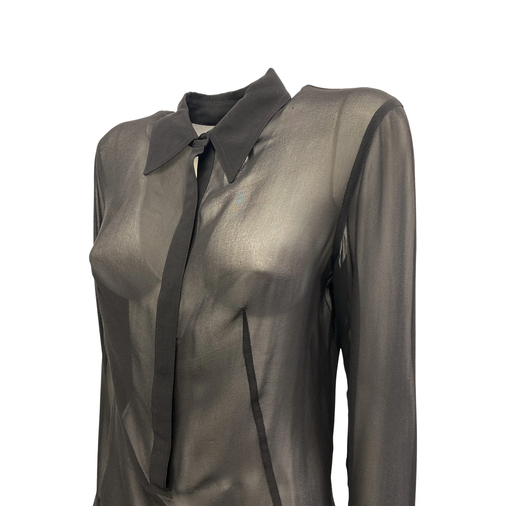 DKNY black mesh silk blouse - Image 3