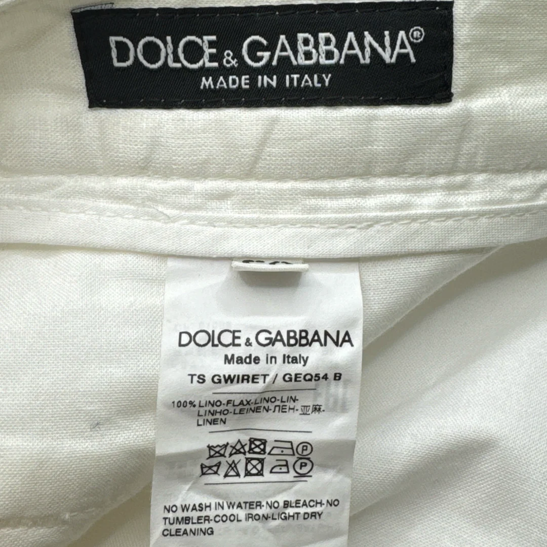 Dolce & Gabbana Men's Blue and White Linen Suit - Image 13