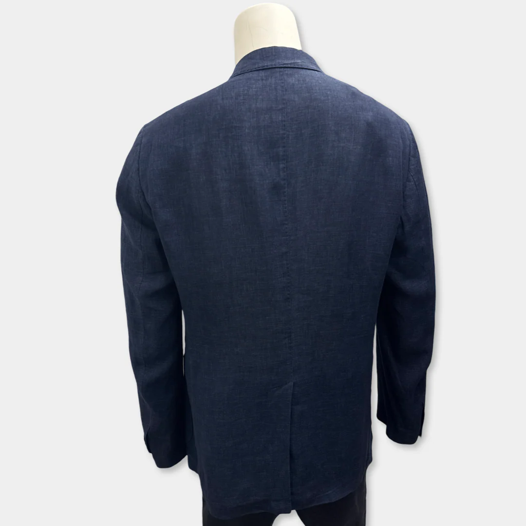 Dolce & Gabbana Men's Blue and White Linen Suit - Image 6