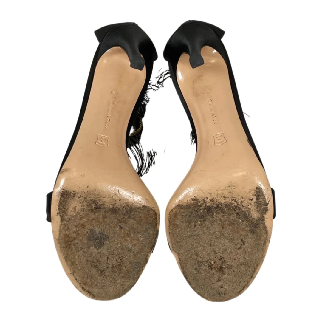 GIANVITO ROSSI black satin heels with metal fringes - Image 7