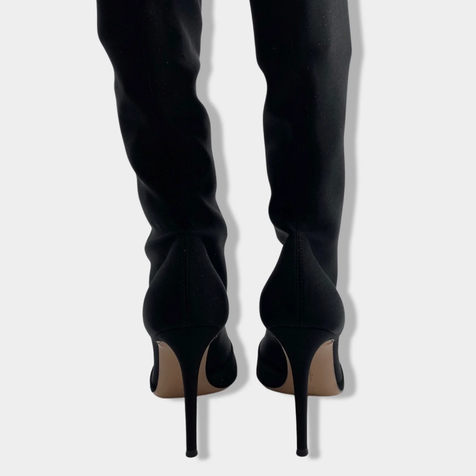 GIANVITO ROSSI glittered stretch-knit thigh boots - Image 4
