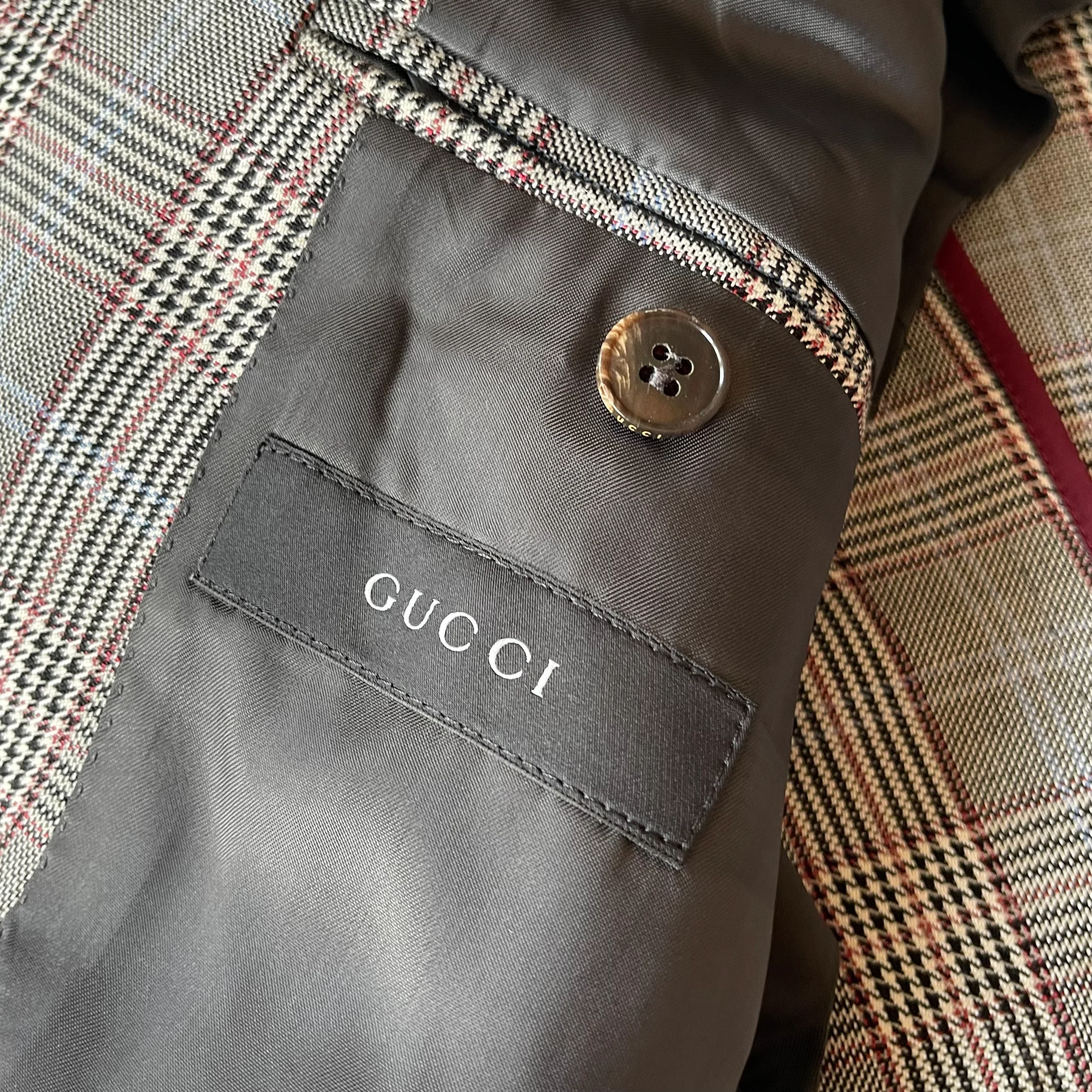 GUCCI wool grey check jacket - Image 5