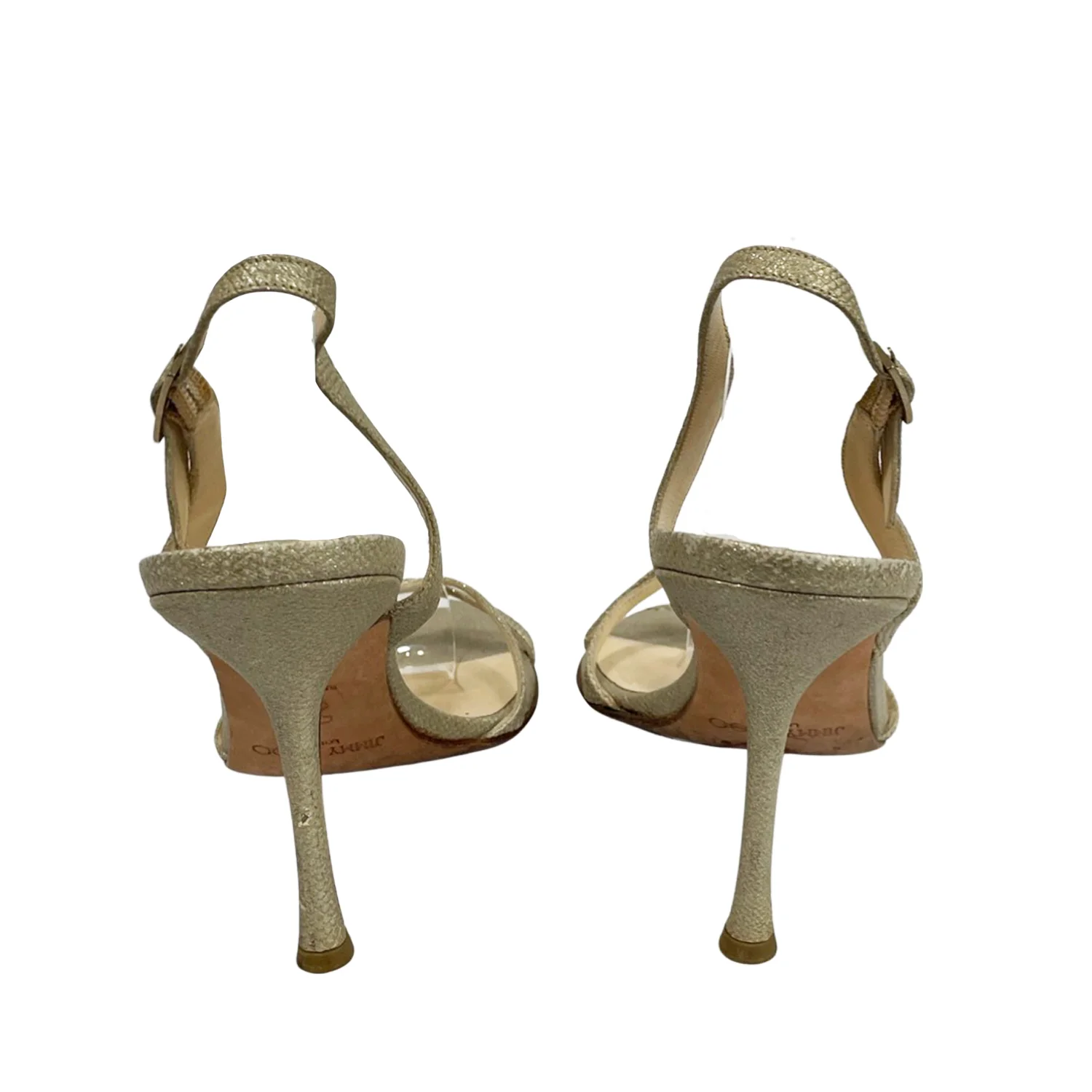 JIMMY CHOO glitter gold leather heels - Image 3