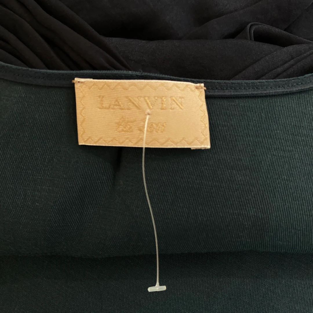 LANVIN emerald green and navy asymmetrical viscose dress - Image 6