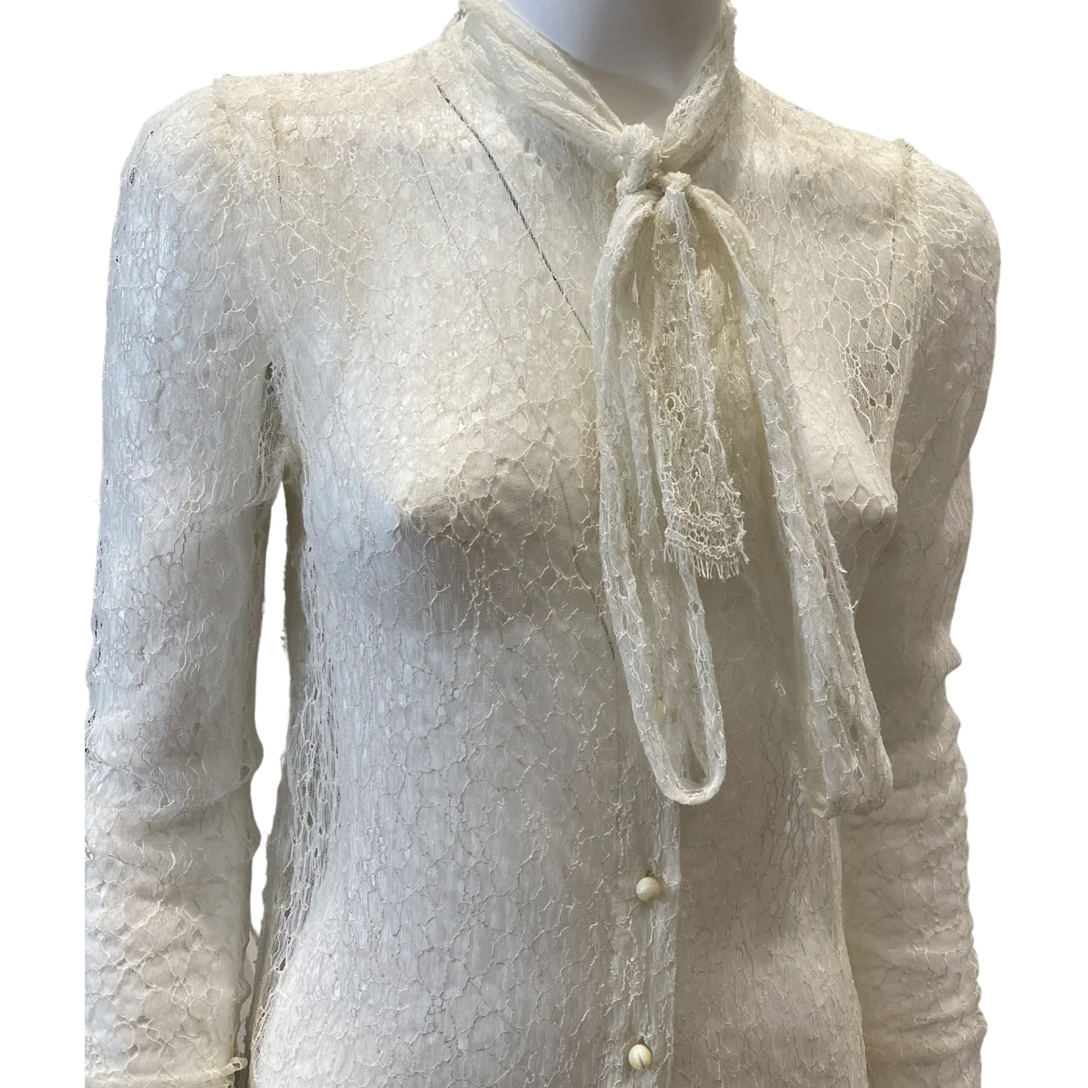 Lanvin off-white lace blouse - Image 4