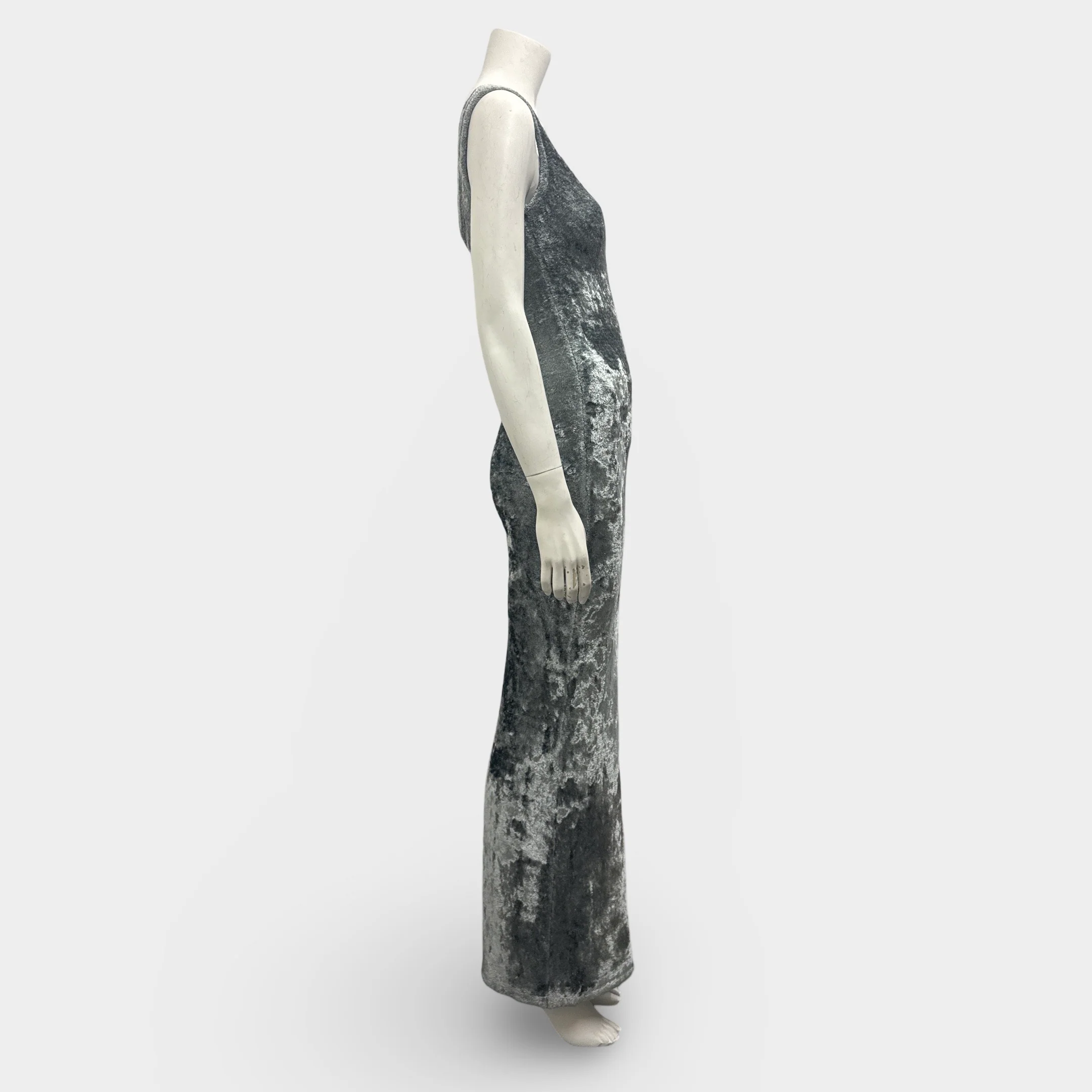 Lapointe Velvet Scoop Neck Silver Mint Maxi Dress - Image 3