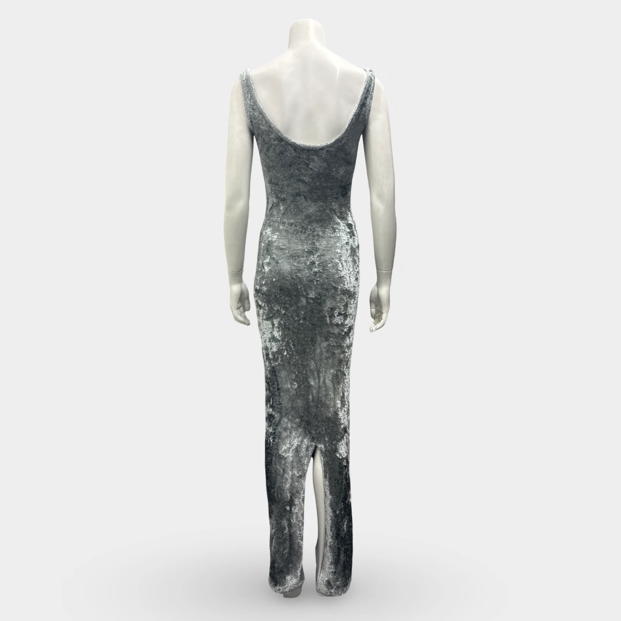Lapointe Velvet Scoop Neck Silver Mint Maxi Dress - Image 4