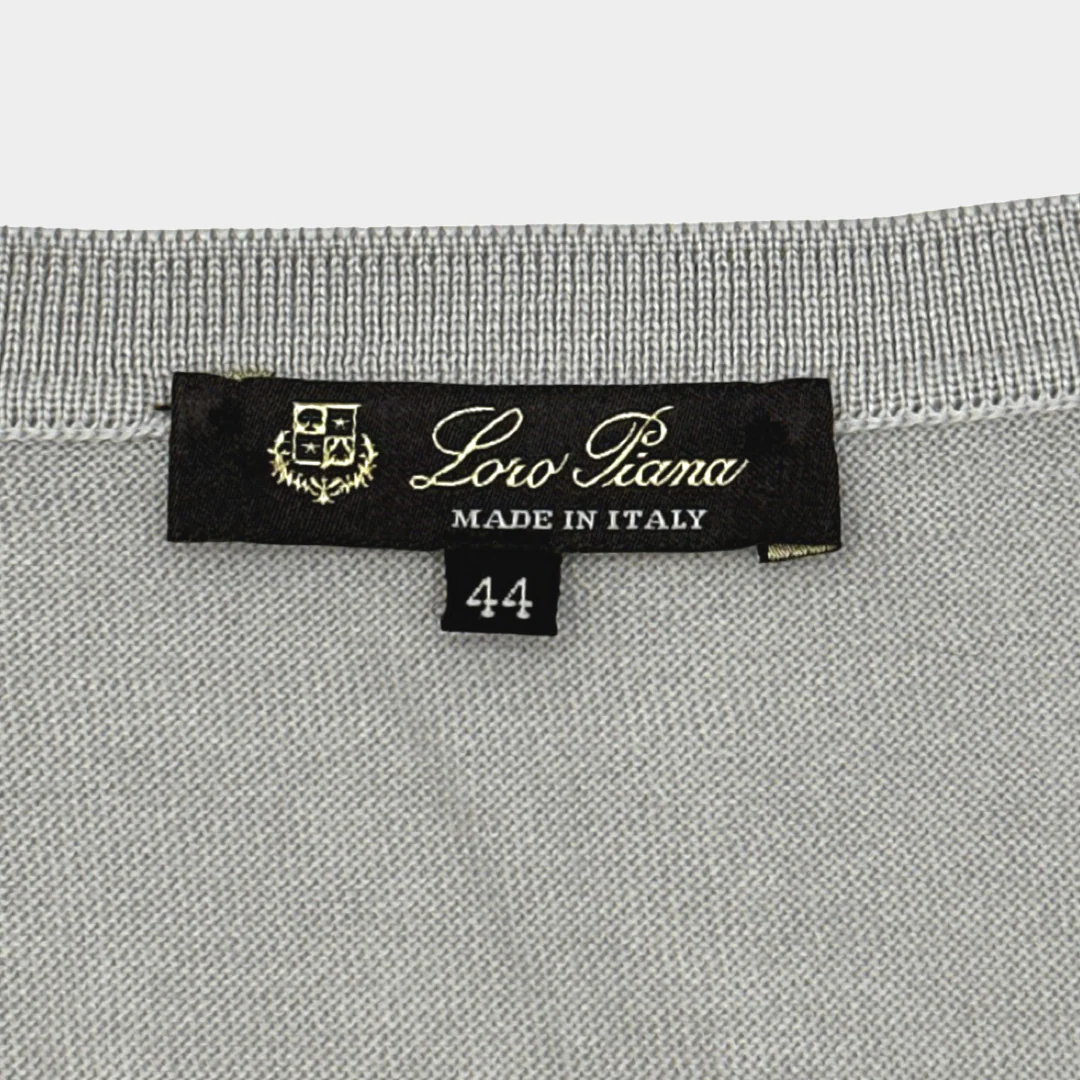 Loro Piana women's light grey silk/cotton blend jumper - Image 6