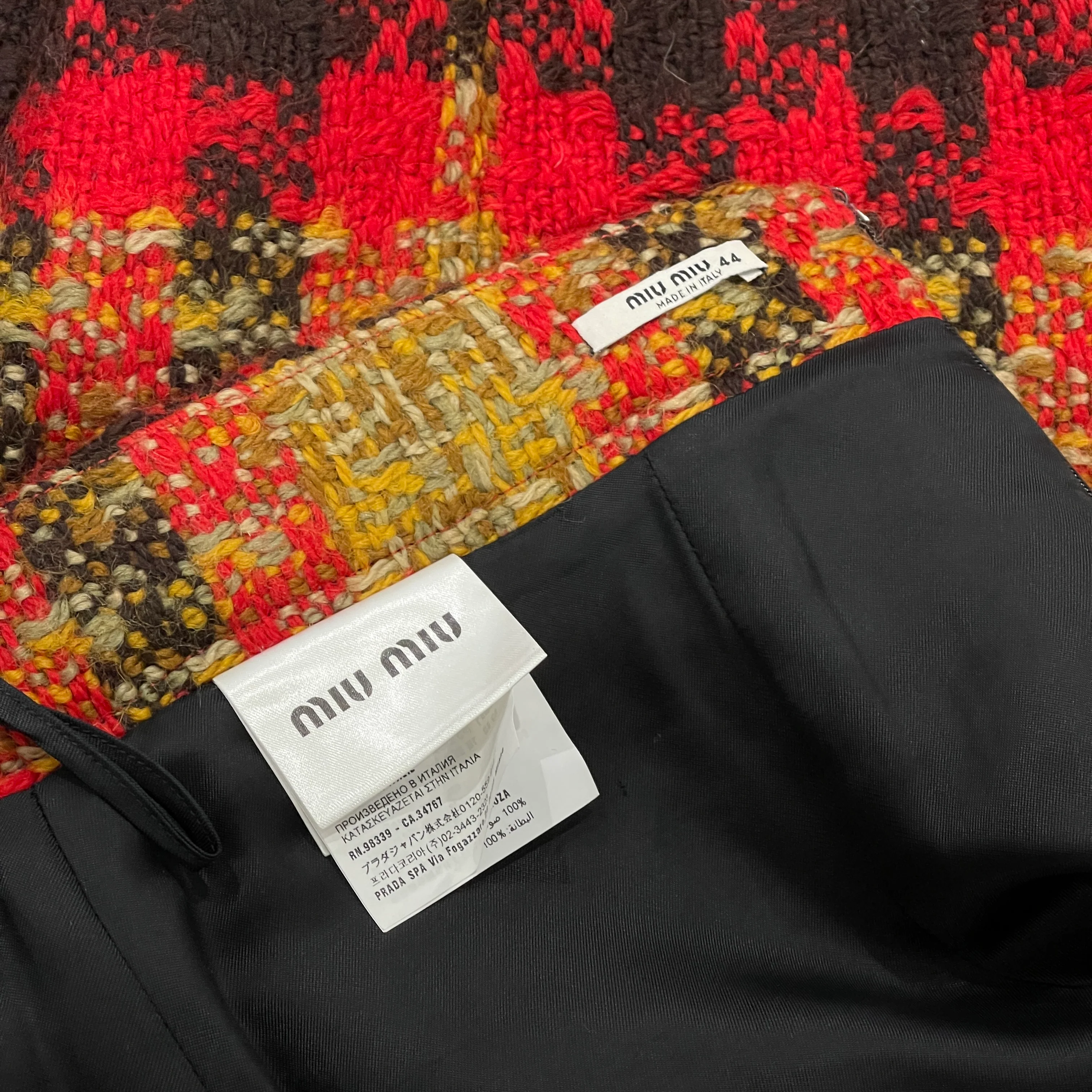 Miu Miu wool red check pattern skirt - Image 4