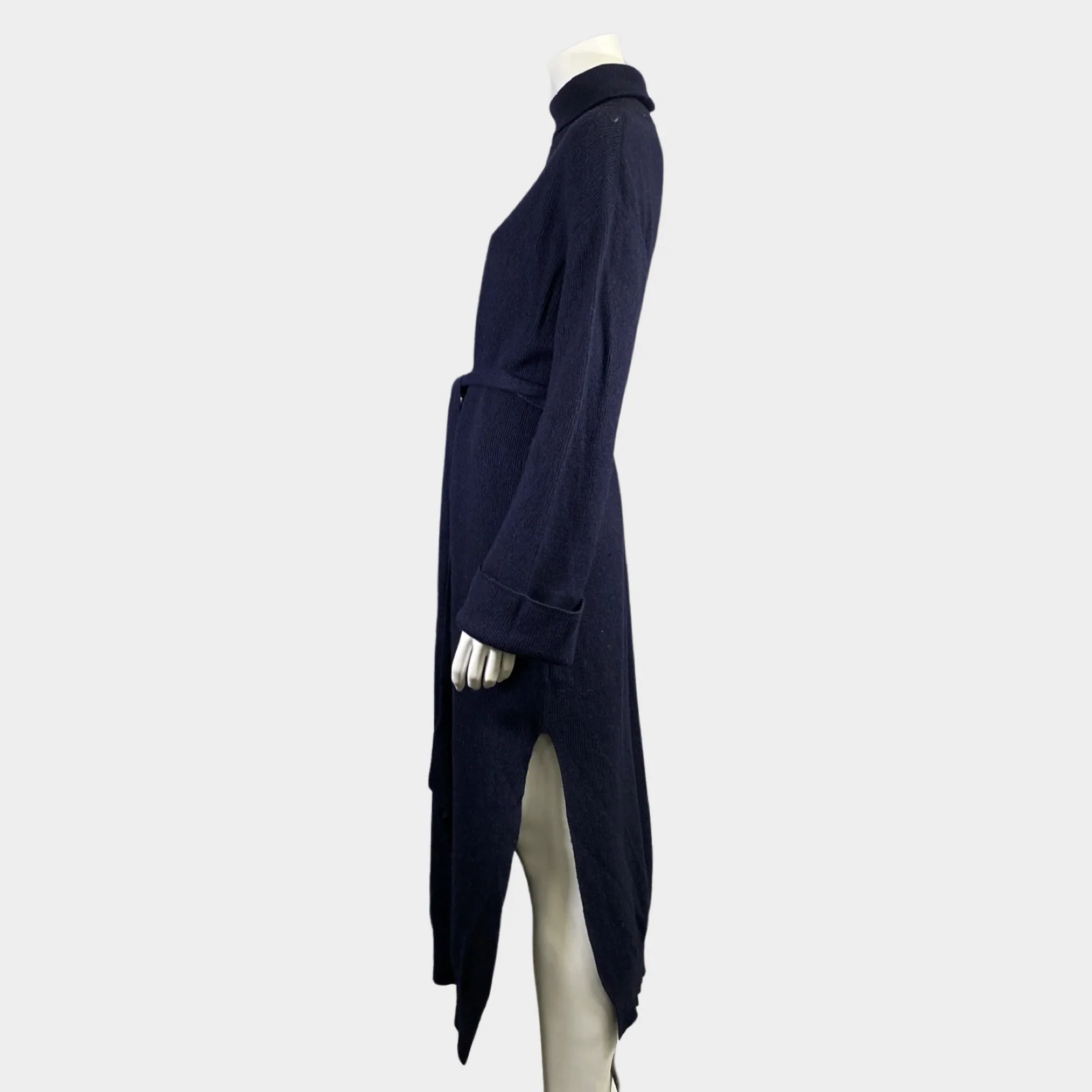 Nanushka women's navy knitted maxi dress with belt - Image 3