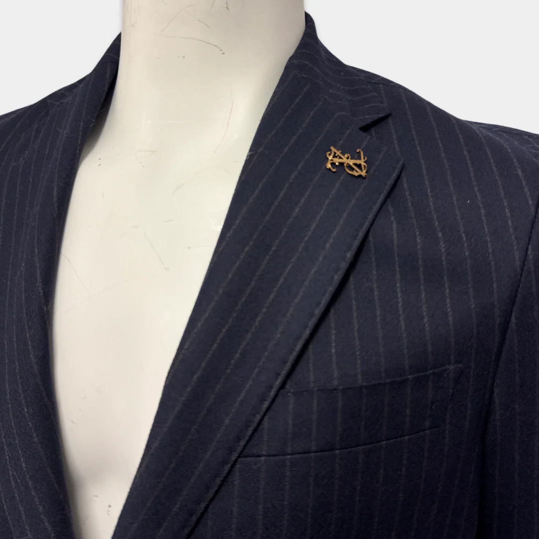 Pal Zileri Navy Blue Pinstripe Wool and Cashmere Suit - Image 4