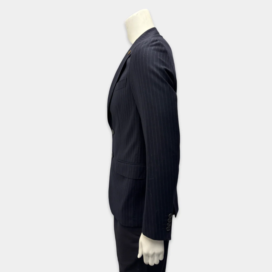 Pal Zileri Navy Blue Pinstripe Wool and Cashmere Suit - Image 5