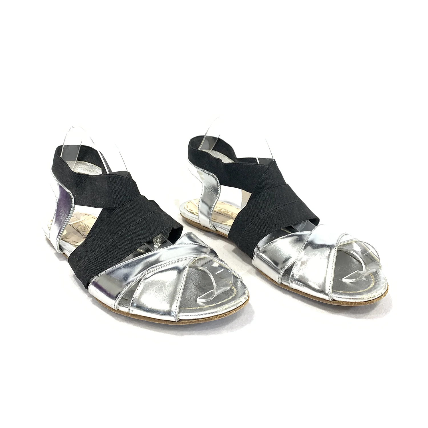 Prada silver and black sandals - Image 4
