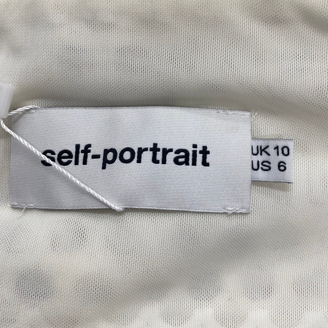 SELF-PORTRAIT ecru mesh cotton top - Image 5