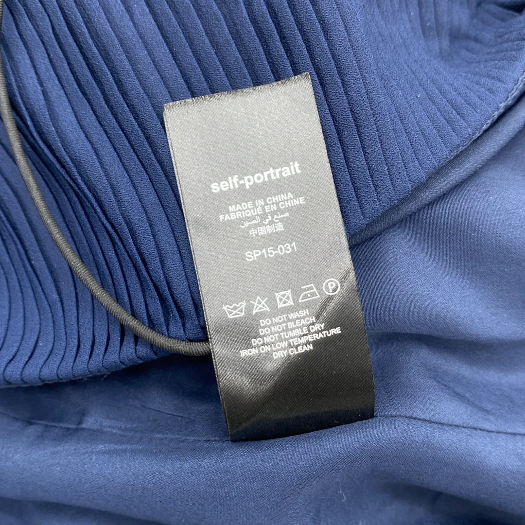 SELF-PORTRAIT navy pleated midi dress - Image 5