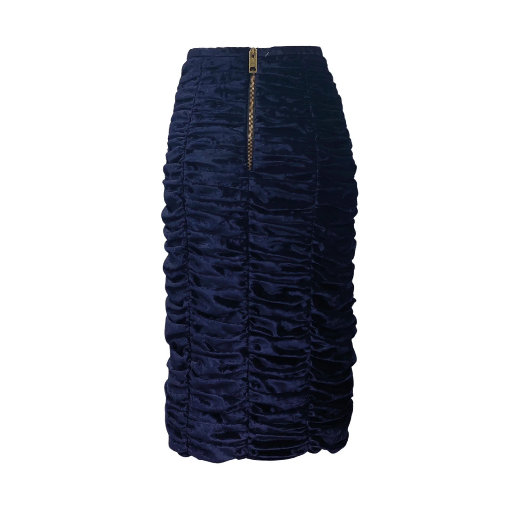 BURBERRY blue velvet pencil skirt - Image 4