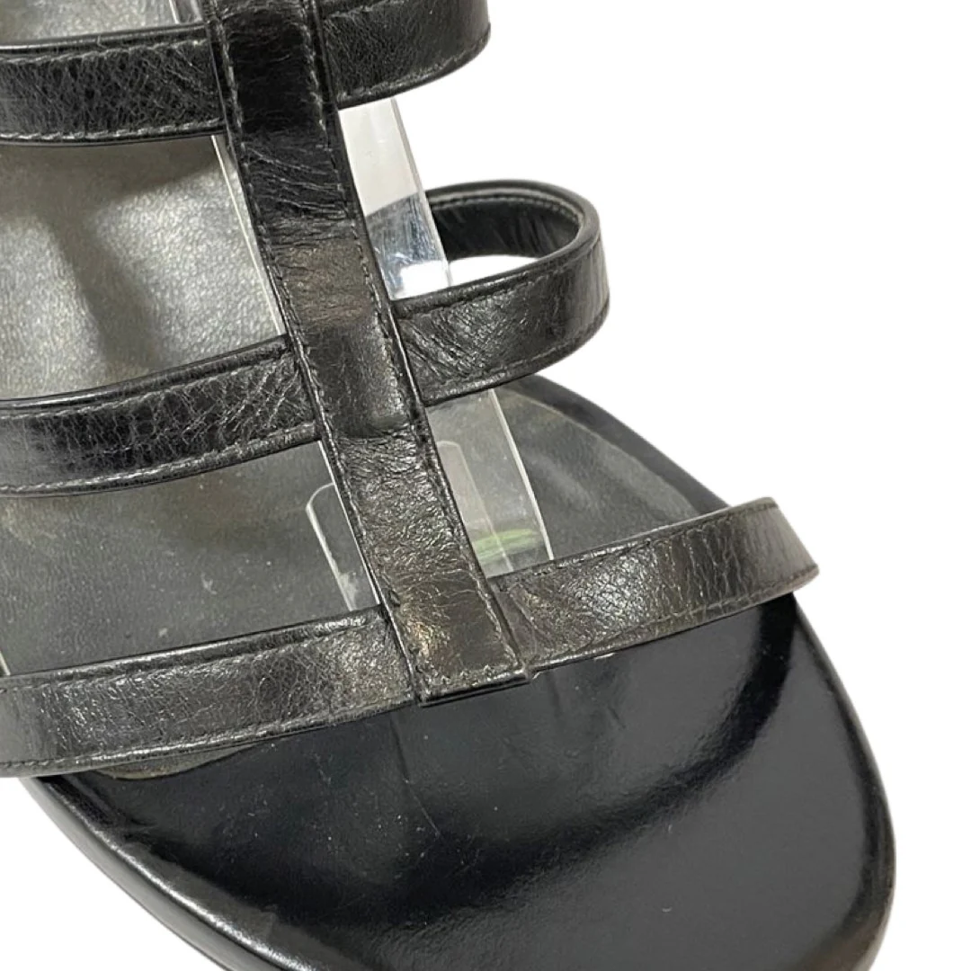 STUART WEITZMAN black leather sandal heels | Size 37.5 - Image 3