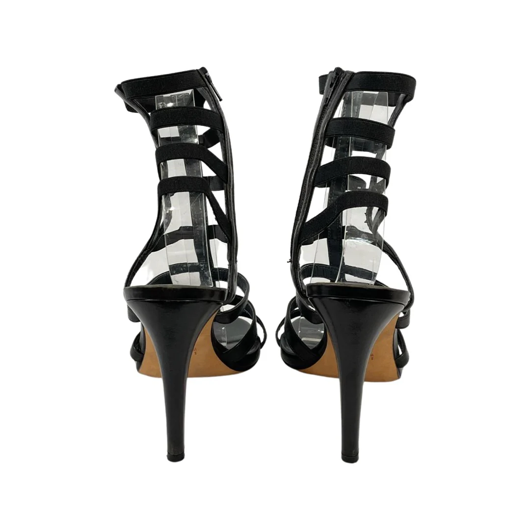 STUART WEITZMAN black leather sandal heels | Size 37.5 - Image 4