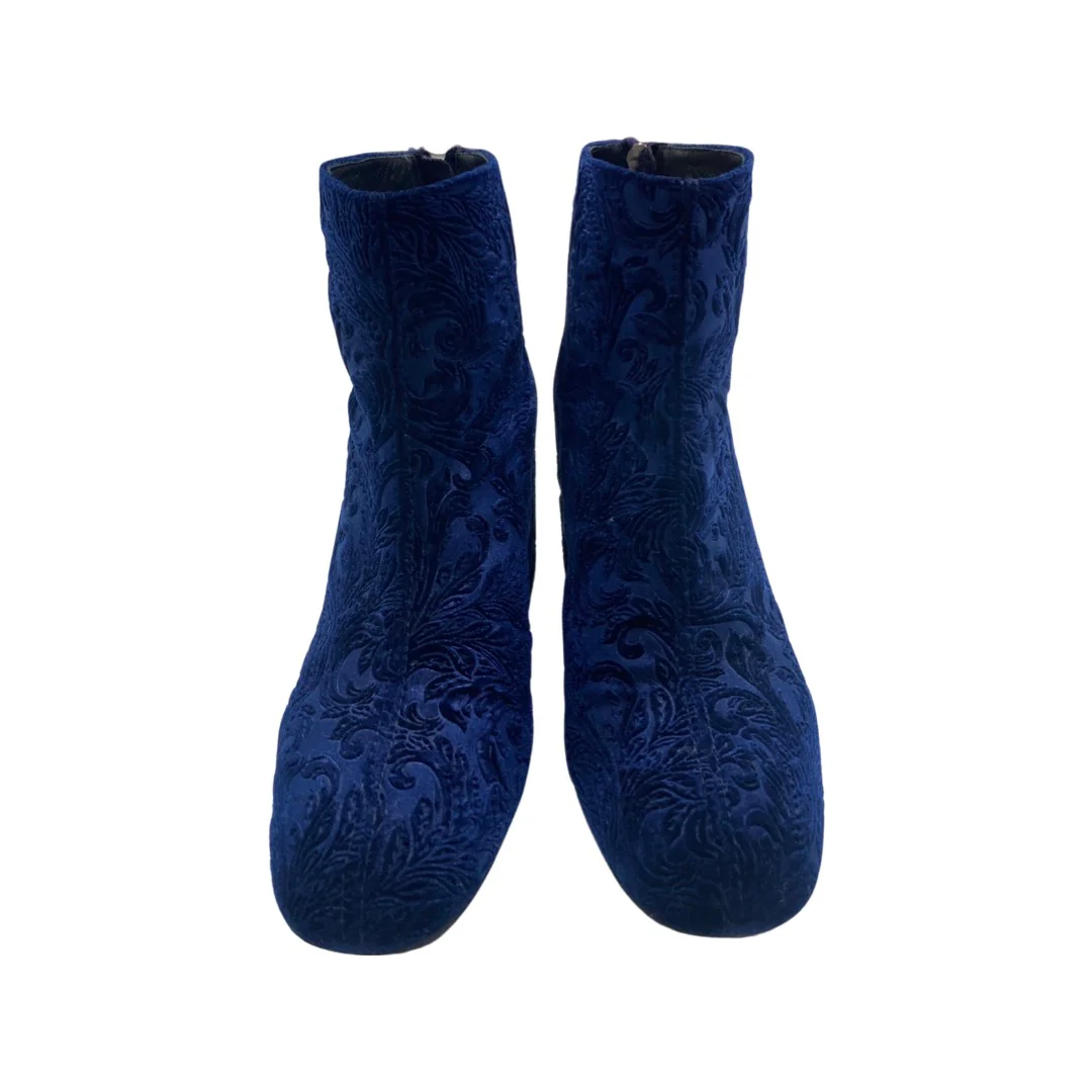 STUART WEITZMAN navy paisley velvet boots - Image 3