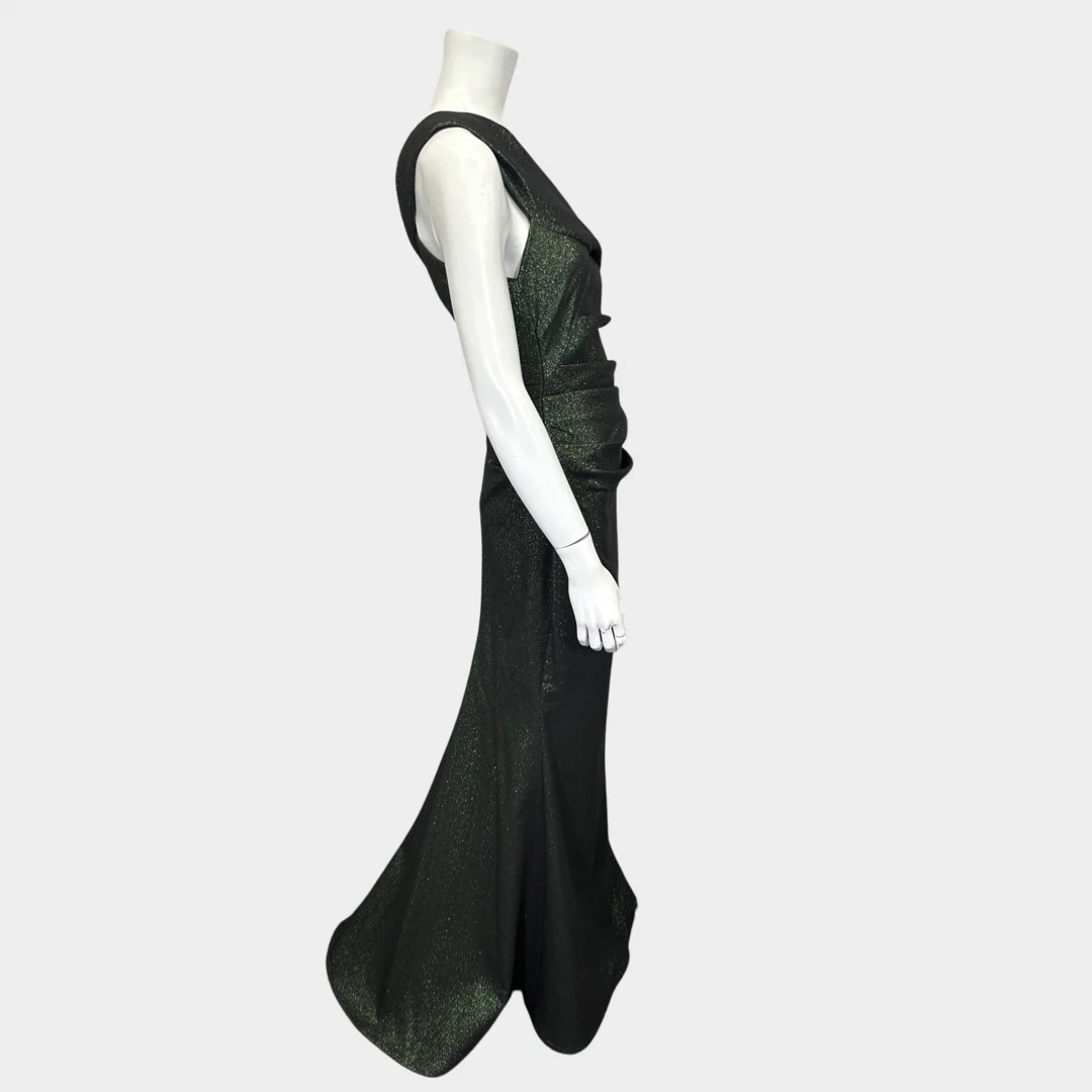 TALBOT RUNHOF shimmering green moss draped maxi dress - Image 3