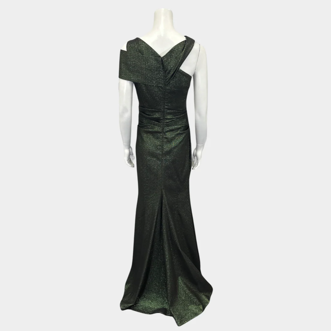 TALBOT RUNHOF shimmering green moss draped maxi dress - Image 4