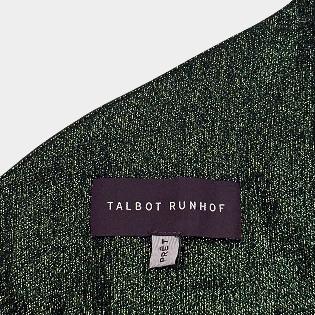 TALBOT RUNHOF shimmering green moss draped maxi dress - Image 5