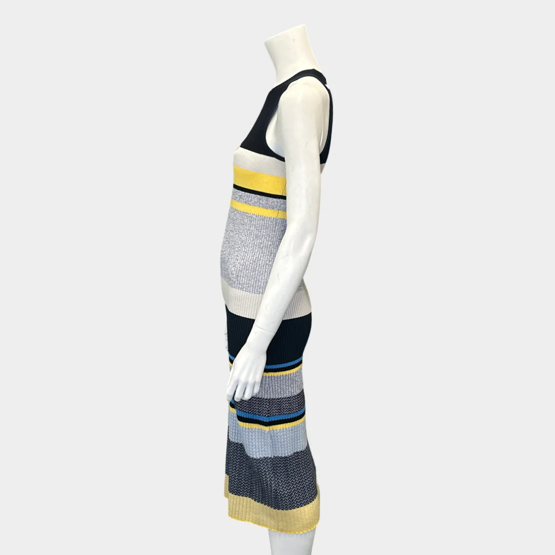 Victoria by Victoria Beckham multicoloured striped ribbed woolen sleeveless dress - Image 3