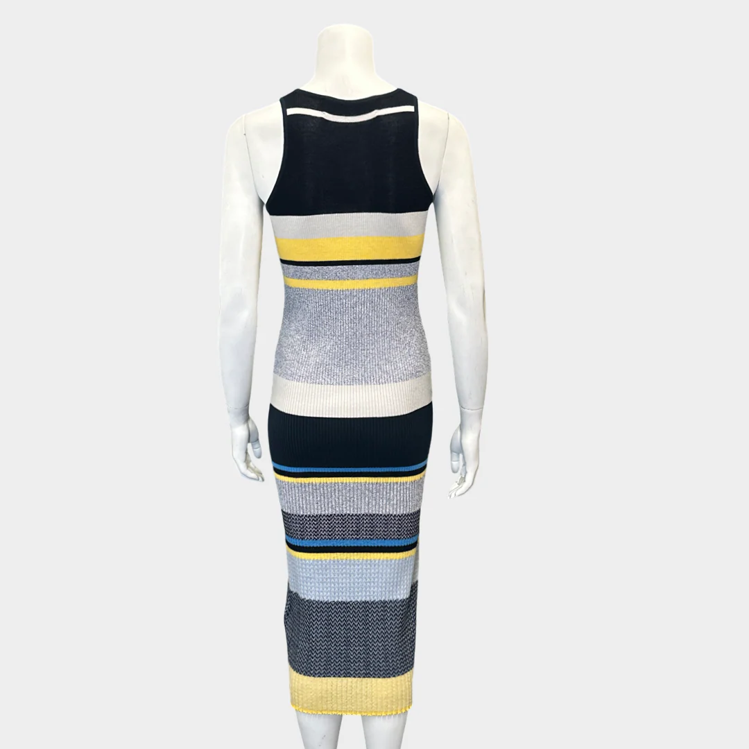 Victoria by Victoria Beckham multicoloured striped ribbed woolen sleeveless dress - Image 4