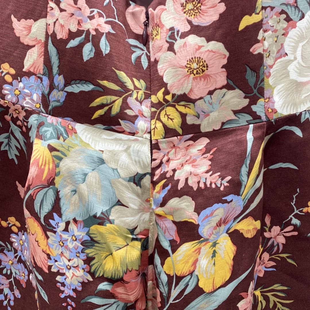 ZIMMERMANN burgundy and pink floral print linen and silk jumpsuit - Image 3
