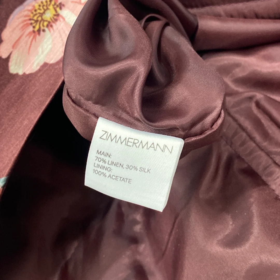 ZIMMERMANN burgundy and pink floral print linen and silk jumpsuit - Image 5